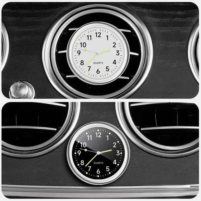 Red - Car Dashboard Decoration Clock High Precision Quartz Clock with Night Glow Alloy Car Clock Wat