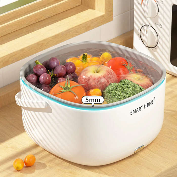 White - Ultrasonic Vegetable Washing Machine Fruit Dirt Cleaning Household Food Washer Pesticide Res