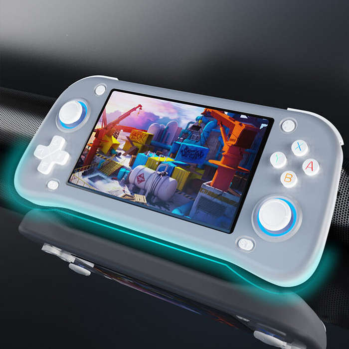 White - XF43 64G Retro Handheld Gaming Console 4.3 Inch IPS Screen 18000+ Built-in Games 3D Hall Joy