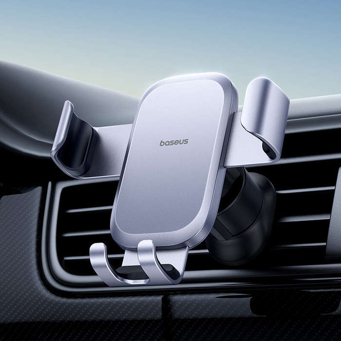 Black - Baseus Metal Era Go Gravity Car Phone Holder Air Vent Mount Bracket with Hook 360 Rotary Uni