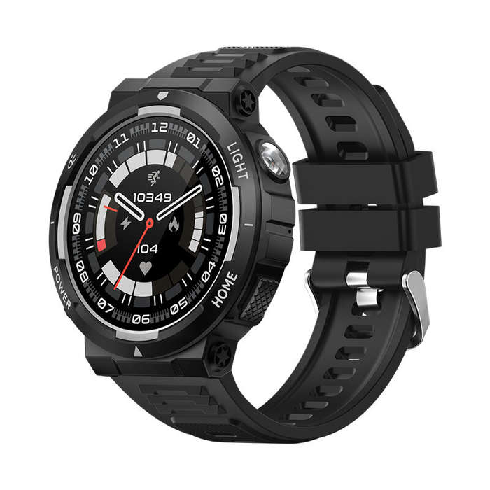 Blue - KT75 1.53inch HD Screen Strong Flashlight bluetooth Call Heart Rate Blood Pressure Blood Oxyg
