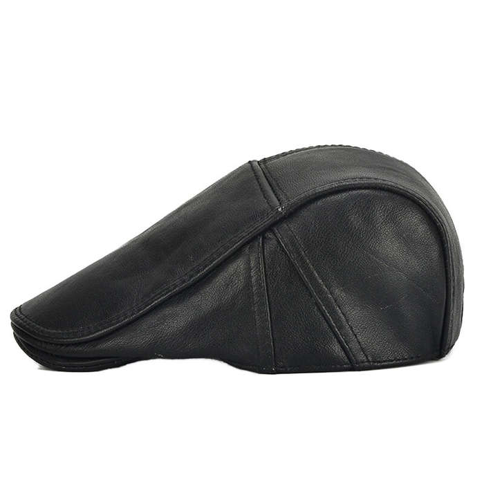 Black - Collrown Berets Mens Flat Caps Genuine Leather Duck Tongue Cap Classic Adjustable Casual Dri
