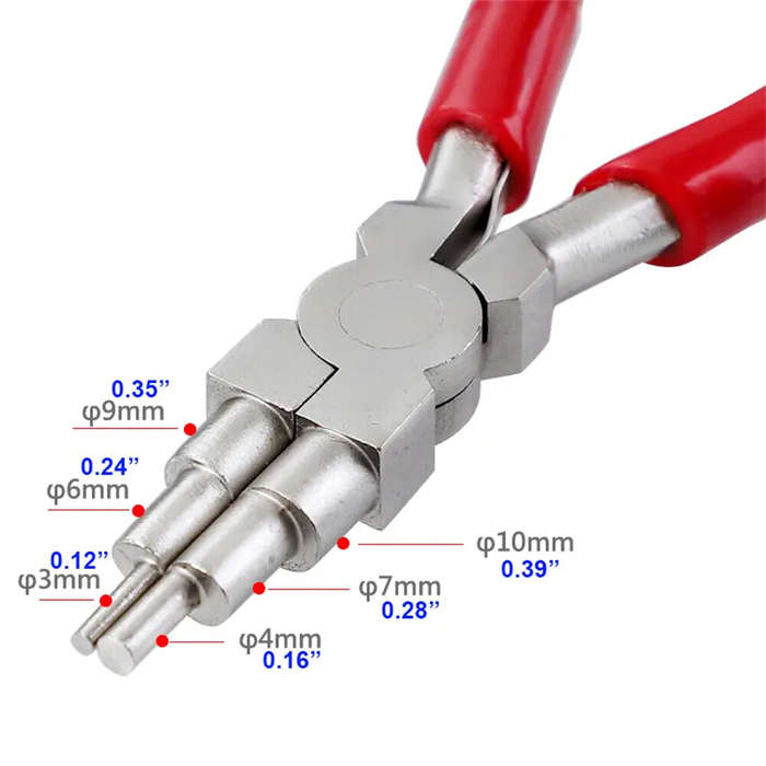Red - 6" Jewelry Pliers Carbon Steel Round Nose Needle Nose Pliers for 3-10mm Rings Wire Wrapping Je