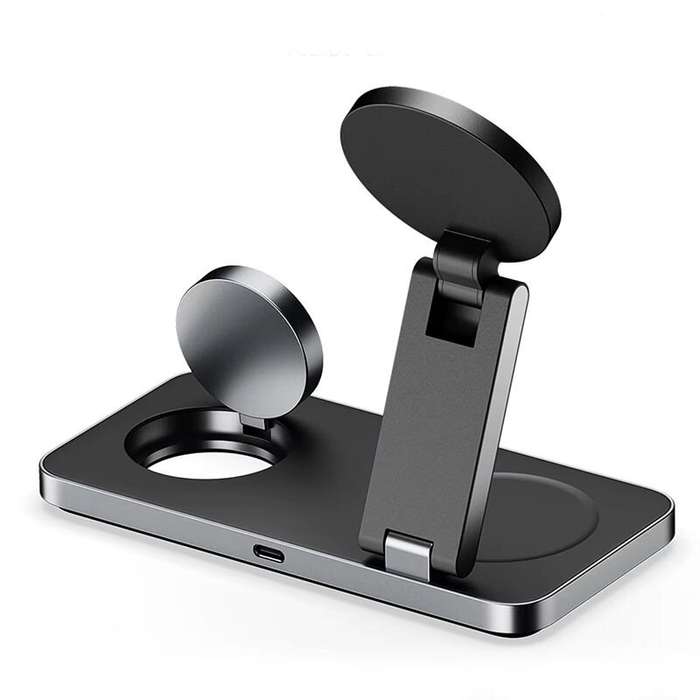 Black - 15W Magnetic Foldable Wireless Charger Fast Wireless Charging Stand for Smart Phones for iPh