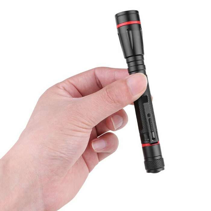 Black - XPE LED Zoomable Penshape Detection Flashlight Focus Adjustable Mini LED Torch Penlight Pock