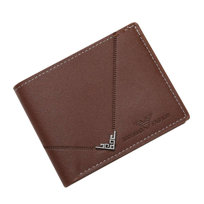 Black - Men Casual PU Leather Short Wallets Multiple-card Slots Card Case for Men Bifold Purse Busin