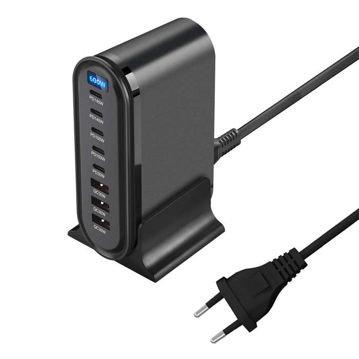 Silver & EU Plug - [GaN Tech] Bakeey YMX-613 600W 8-Port USB PD Charger 3USB-A+5USB-C PD QC Fast Cha