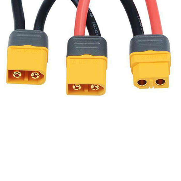 Amass XT60 Series Battery Pack Connector Adapter Cable 1 Female to 2 Male 12AWG 10CM for RC Lipo Bat
