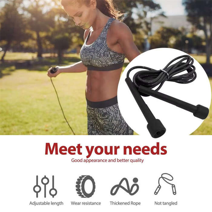 Black - KALOAD Speed Jump Rope Skipping Rope Fitness Sports Professional Training Home Exercise Equi