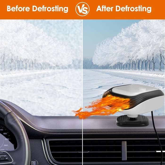 White - 12V Car Heater Fan Car Electric Heater Fan Winter Defog With Fast Heating Heater Portable Ca