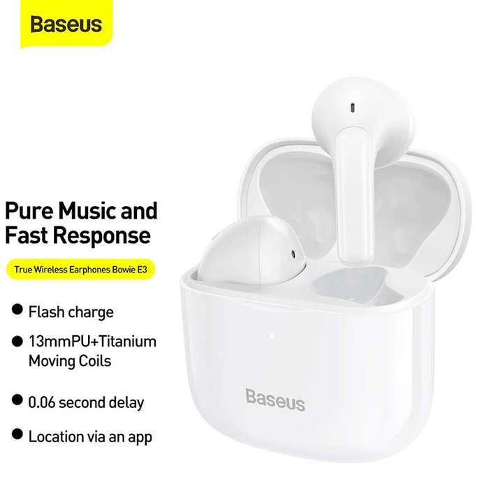 Baseus E3 TWS bluetooth V5.0 Earphone 13mm Titanium Driver Low Latency 330mAh Battery Flash Charge I