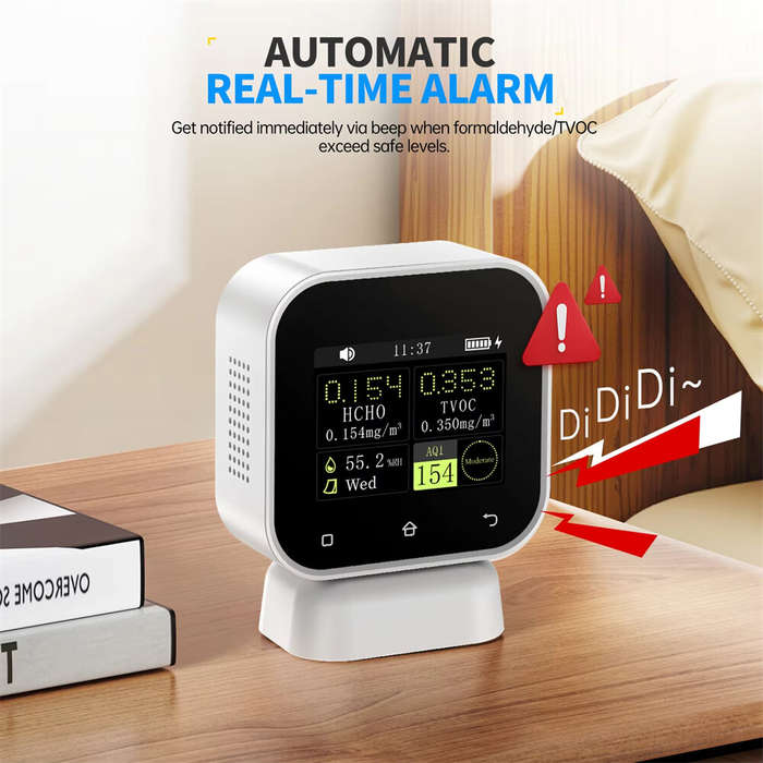 White - FNIRSI SFD-02 4-IN-1 Formaldehyde Detector Indoor Air Quality Monitor Touchscreen HCHO TVOC