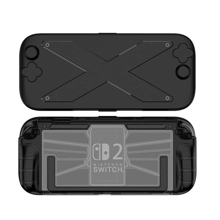 Black - TPU+PC Case Ergonomic Handle Grip Cover Shockproof Handheld Game Console Case Anti-Drop Anti