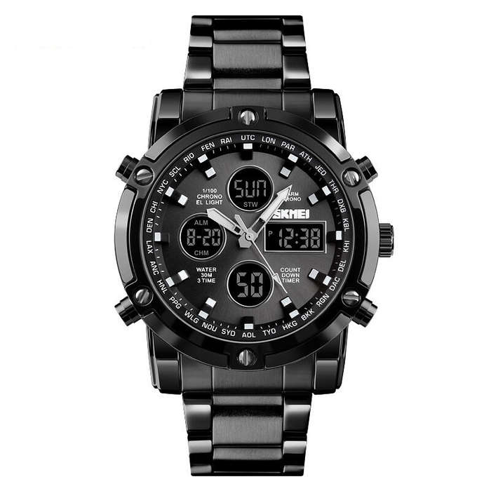 Black - SKMEI Men's Sport Digital Watches Fashion Stopwatch Dual Display Watch 3 Time Countdown Wris