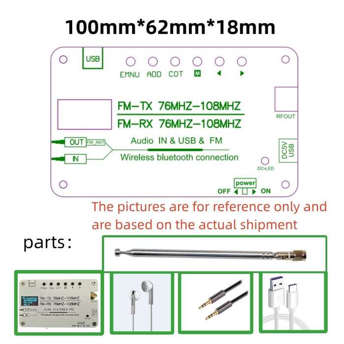 Silver - Multifunction Stereo FM Transmitter 76MHz-108MHz Frequency Range Bluetooth Audio Receiver L
