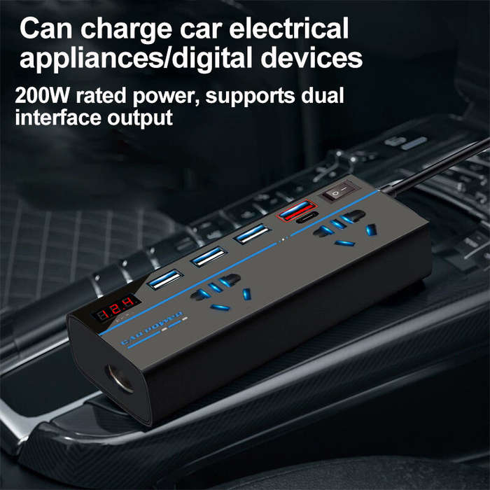 12V to 220V - Car Inverter & Charger 12V to 110V/220V Power Converter with Digital Display Car Inver