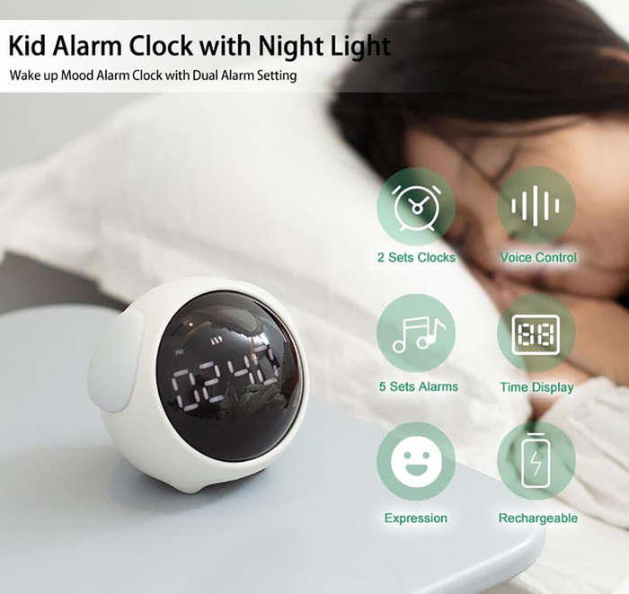 Pink - Multifunctional Electronic Alarm Clock Kids Alarm Clock with Night Light Wake up Mood Alarm C