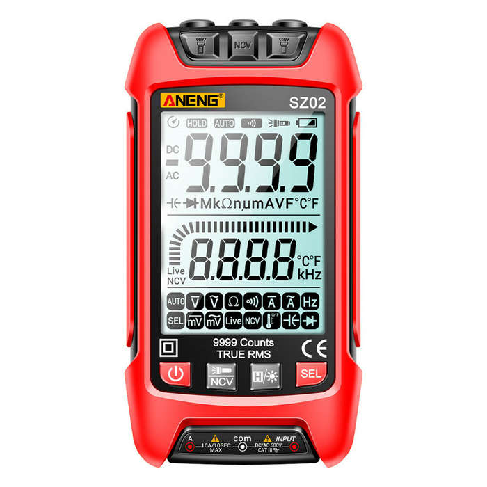Orange - ANENG SZ02 9000 Counts Auto Range True RMS Digital Multimeter High Precision Resistance Fre