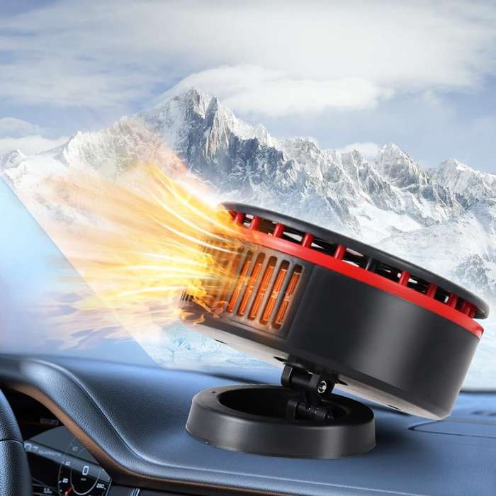 Yellow - 2 In 1 Car 360 Rotating Heater Fan Car Heater Fan Portable Car Heater with Cooling Function