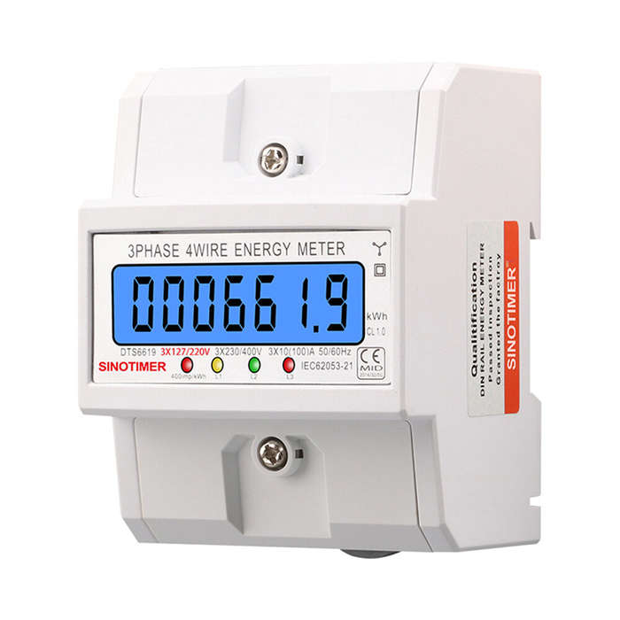 Black - SmartMeter 100A LCD KWh Energy Meter with Three-Phase Backlight Guide Rail for Home Use Ener