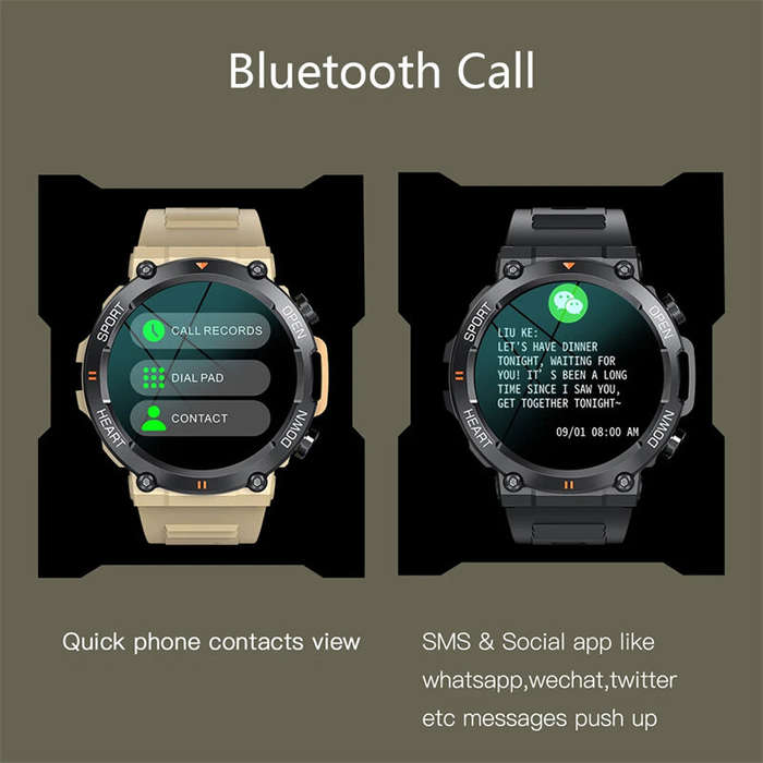 khaki - K56Pro 1.39inch HD Screen bluetooth Call Heart Rate Blood Pressure Blood Oxygen Monitor Slee