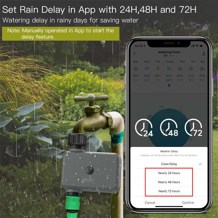 EU Plug - MOES Smart ZigBe Sprinkler Water Timer with 1 Outlet Rain Delay Filter Programmable Irriga