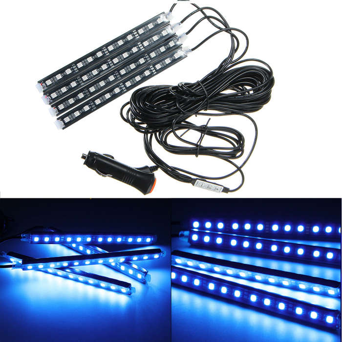 Ice Blue - GLIME 12V 48LED 5050smd Car Decorative Atmosphere Light Strips SUV Interior Footwell Neon