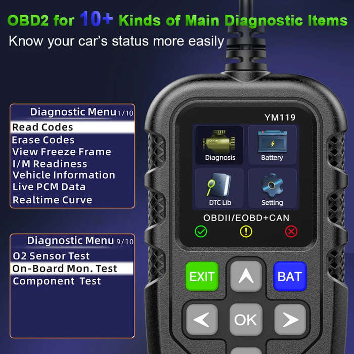 #01 - YM119 OBDII Scanner Diagnostic Tool OBD2 Code Reader 1.8-inch TFT Color Screen Car Automotive
