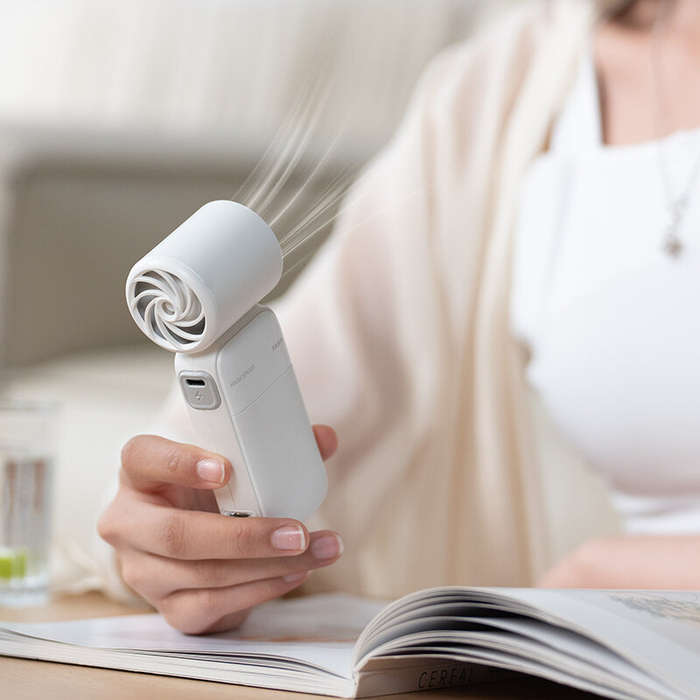 White - 5-blade 100 Speed Handheld Turbine Electric Fan High Speed Outdoor Cooling High Wind Power T