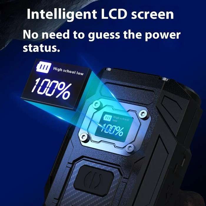Black - High-Powerful Type-C Rechargeable Flashlight Super Bright Beam Distance Built-in Battery Por