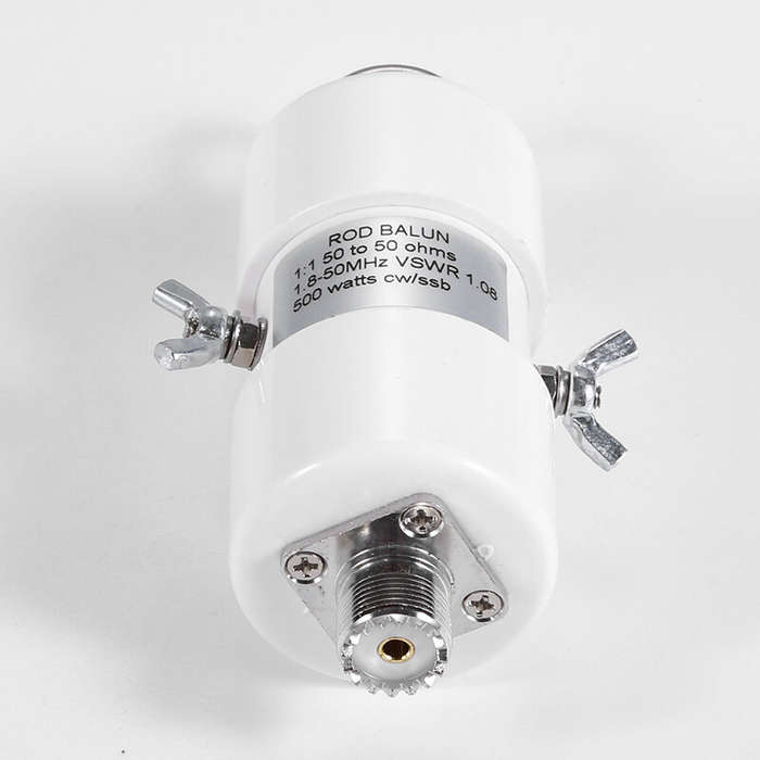 White - 1:1 Voltage Balun 500W Power 1-50MHz Universal SO-239 Connector Compact Design for Shortwave