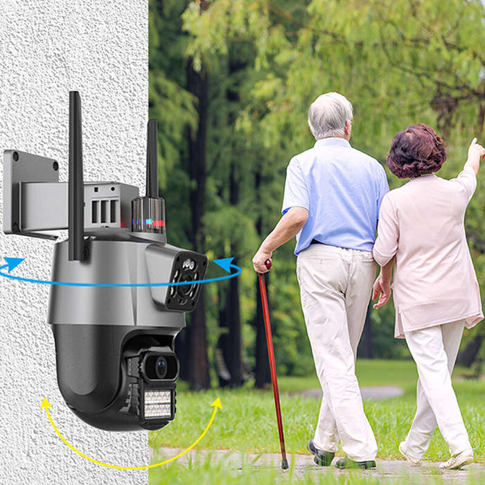 6MP 3K PTZ WiFi Camera Dual Lens Screen Intelligent Night Vision Motion Detection Two Way Intercom R