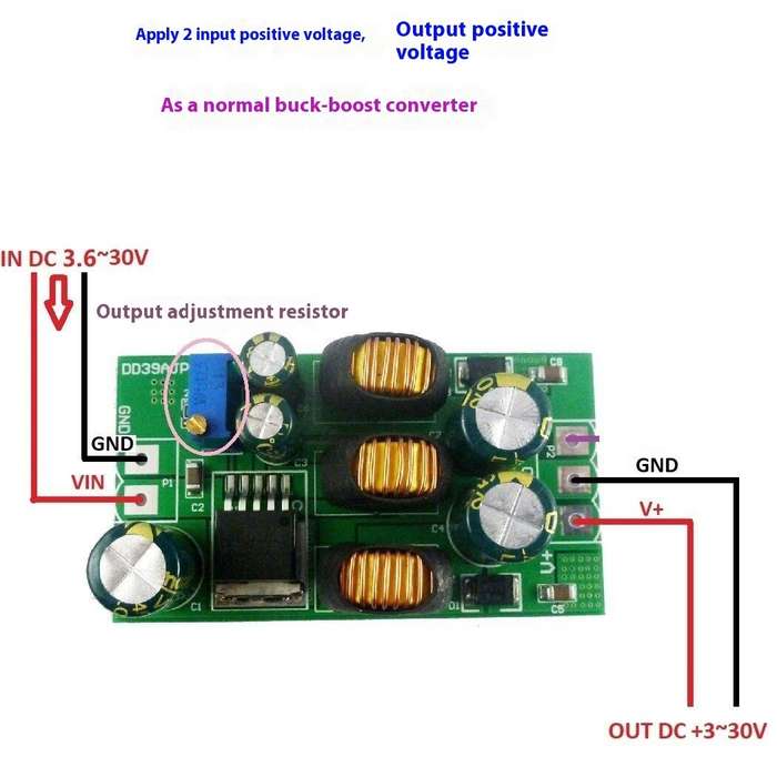 Only Module Board - DC-DC Boost Buck Converter Module Dual Polarity Output Adjustable DC3.6-30V to 5