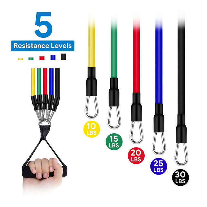 14Pcs TPE Resistance Bands Pull Rope Indoor Portable Fitness Equipment Arm Waist Leg Chest Trainer E