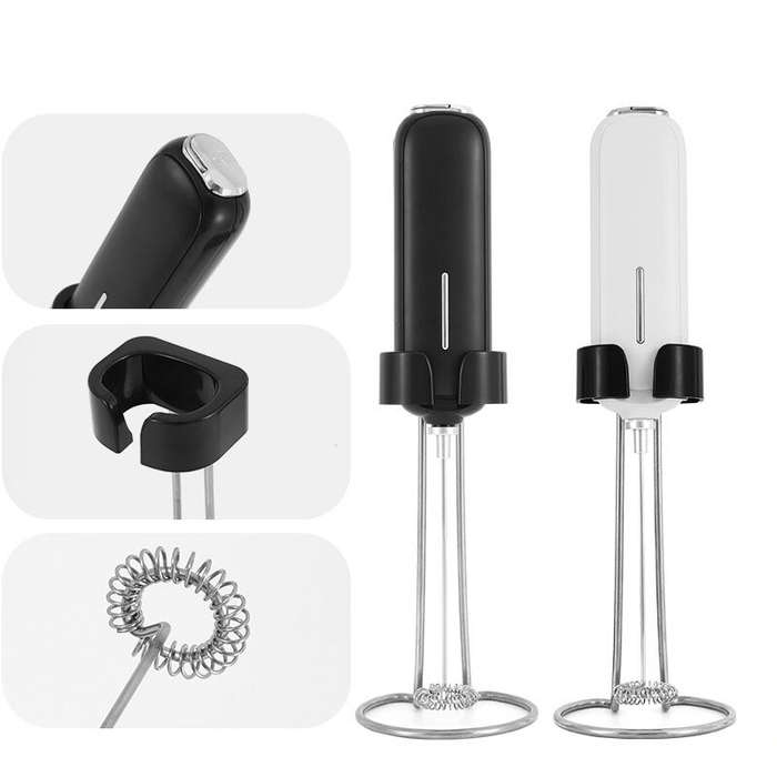Black - USB Rechargeable Handheld Egg Beater Electric Milk Frother Foam Maker Mixer Coffee Drink Fro