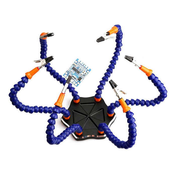 Purple - 6-Jaw Multi-Weld Bracket Arm Repair Fixture with 7-Piece Flexible Arm with USB Fan for Mode