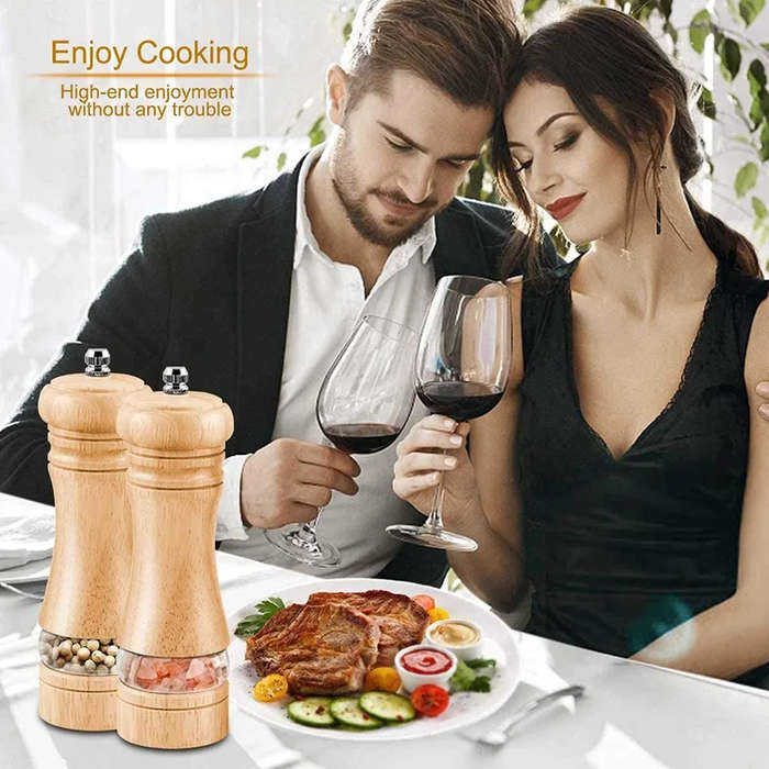#2 - 6 Inch Salt and Pepper Grinder Set Pepper Mill Hand Fresh Grind Seasoning Bottle Ceramic Core S