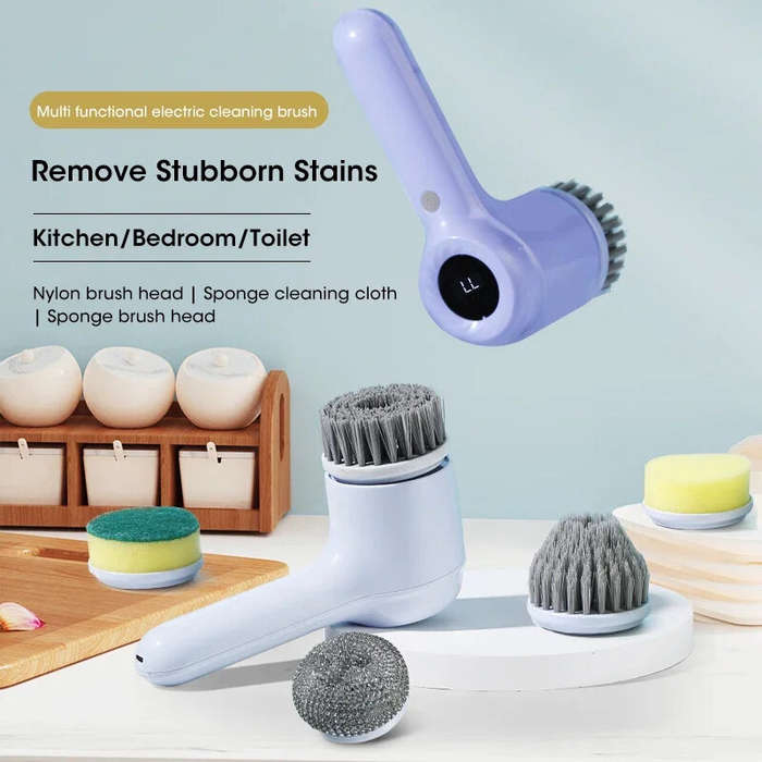 Light Purple - Electric Spin Scrubber Rechargeable Cleaning Brush IPX7 Waterproof 120 Min Work Time