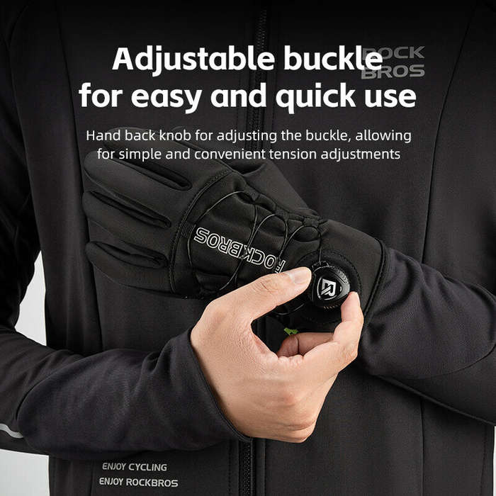 XL - ROCKBROS Warm Bike Gloves Touch Screen Windproof Anti-slip Thermal Bicycle Gloves for Winter Ou