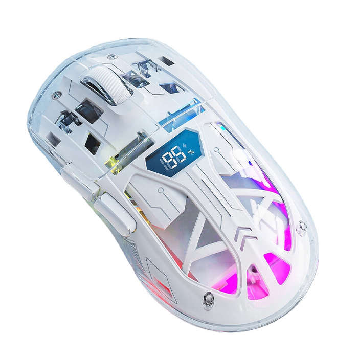 Purple - Free Wolf A2 Dual-mode Gaming Mouse with Digital Screen PixArt 3212 Sensor 4000DPI RGB Ligh