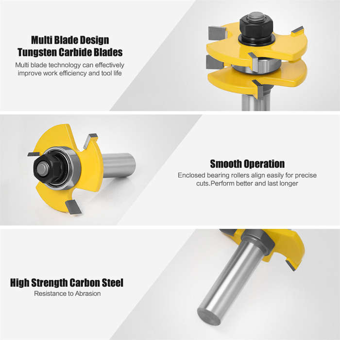 1/4 Inch 6.35mm Shank - 2pcs 1/2 Inch 1/4 Inch 8mm Shank Tongue and Groove Router Bit Set Tungsten C