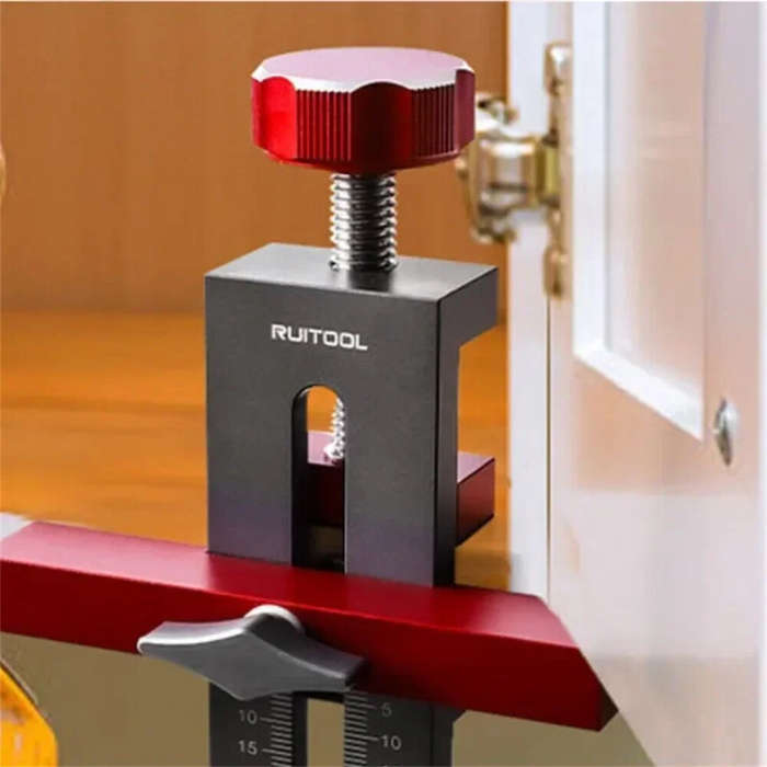 Red - RUITOOL Cabinet Door Mounting Jig Aluminum Alloy Installation Positioner Cabinet Hardware Jig