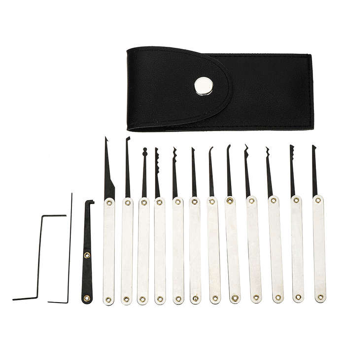 24PCS Stainless Steel Picks and Padlocks Set Complete with Picking Blade Wrench and Other Accessorie
