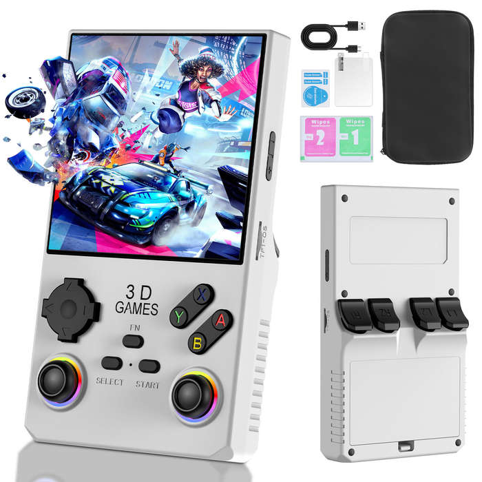 Blue - [No Card]V40MAX Open Source Handheld Game Console RK3326 4-Inch IPS HD 45 Emulators for PSP G