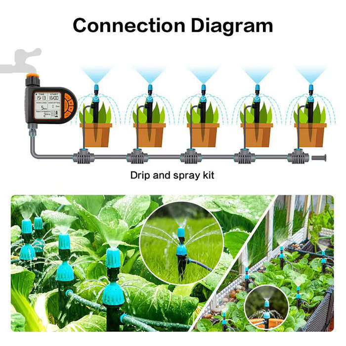 Black - Intelligent Timing Gardening Automatic Watering Device Large Screen LCD Controller Garden Ba