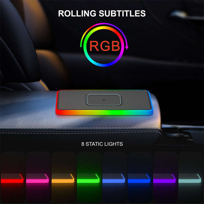 USB - 15W 10W 7.5W 5W Wireless Charger RGB Fast Wireless Charging Pad with 1M Cable for Qi-enabled S