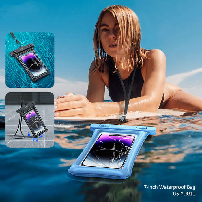 Pink - 7-Inch IPX8 Floating Airbag Waterproof Phone Bag Case For IPhone 13 12 Xiaomi Universal Swimm