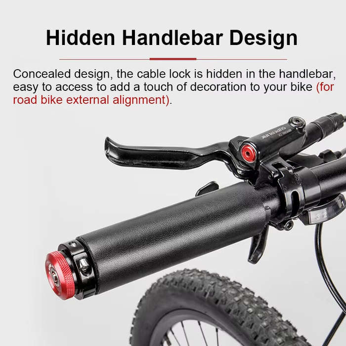 Silver - KONG Bike Lock Hidden Steel Cable Lock 59cm Portable Helmet Lock Key Lock Anti-theft Lock B
