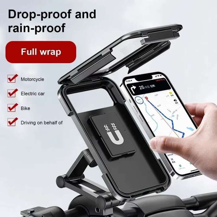 Handlebar Type - Waterproof Motorcycle Bike Mobile Phone Holder Magnetic Universal Bicycle GPS 360 S