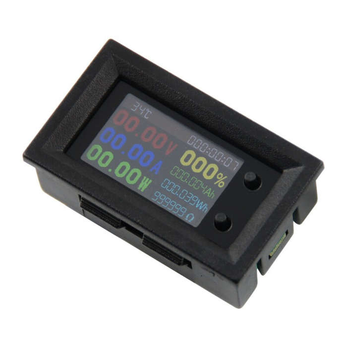 Black - DC7200 7-200V 20A Digital Power Energy Voltmeter Ammeter Voltage Wattmeter Temperature Meter